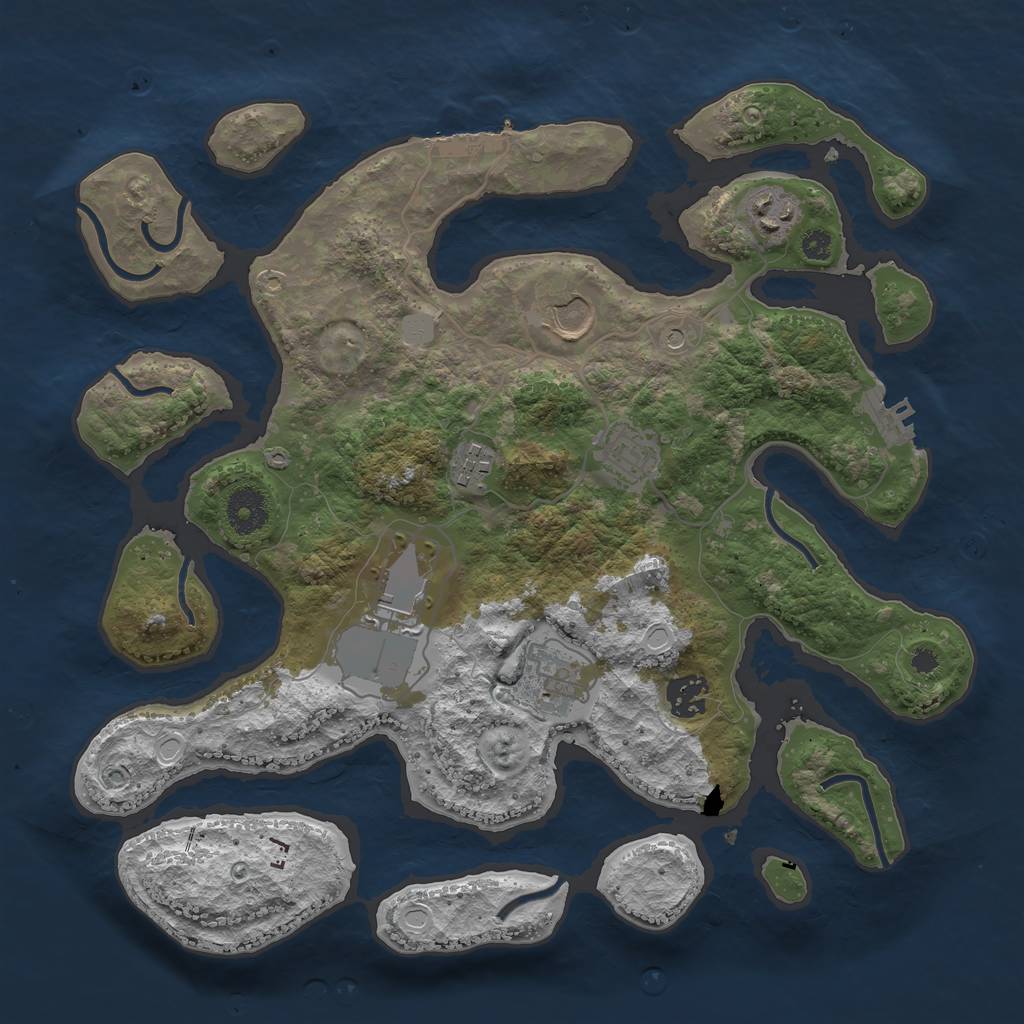 Rust Map: Procedural Map, Size: 3500, Seed: 1081839157, 15 Monuments
