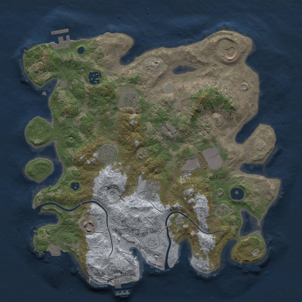 Rust Map: Procedural Map, Size: 3500, Seed: 457457, 13 Monuments