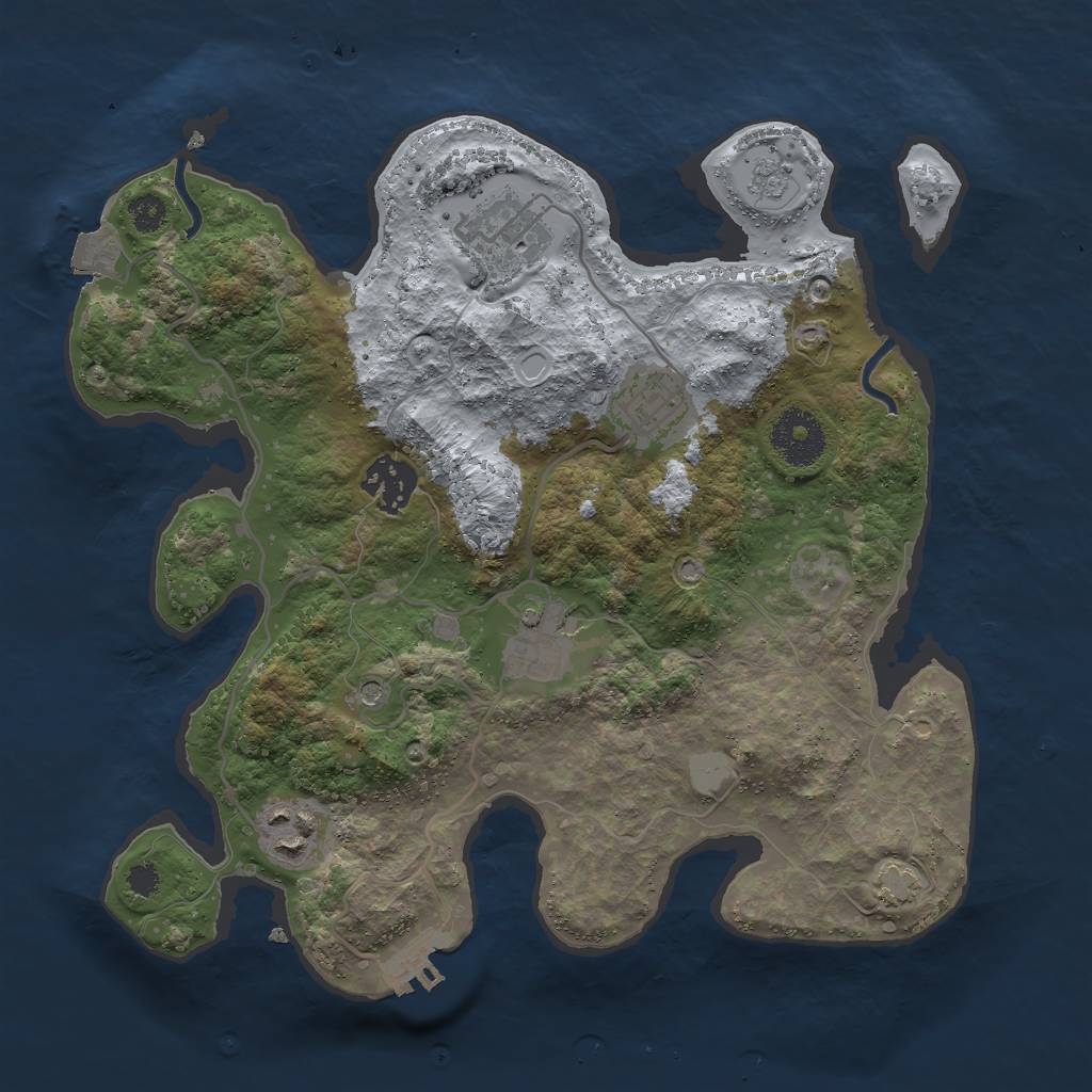 Rust Map: Procedural Map, Size: 3000, Seed: 1, 12 Monuments