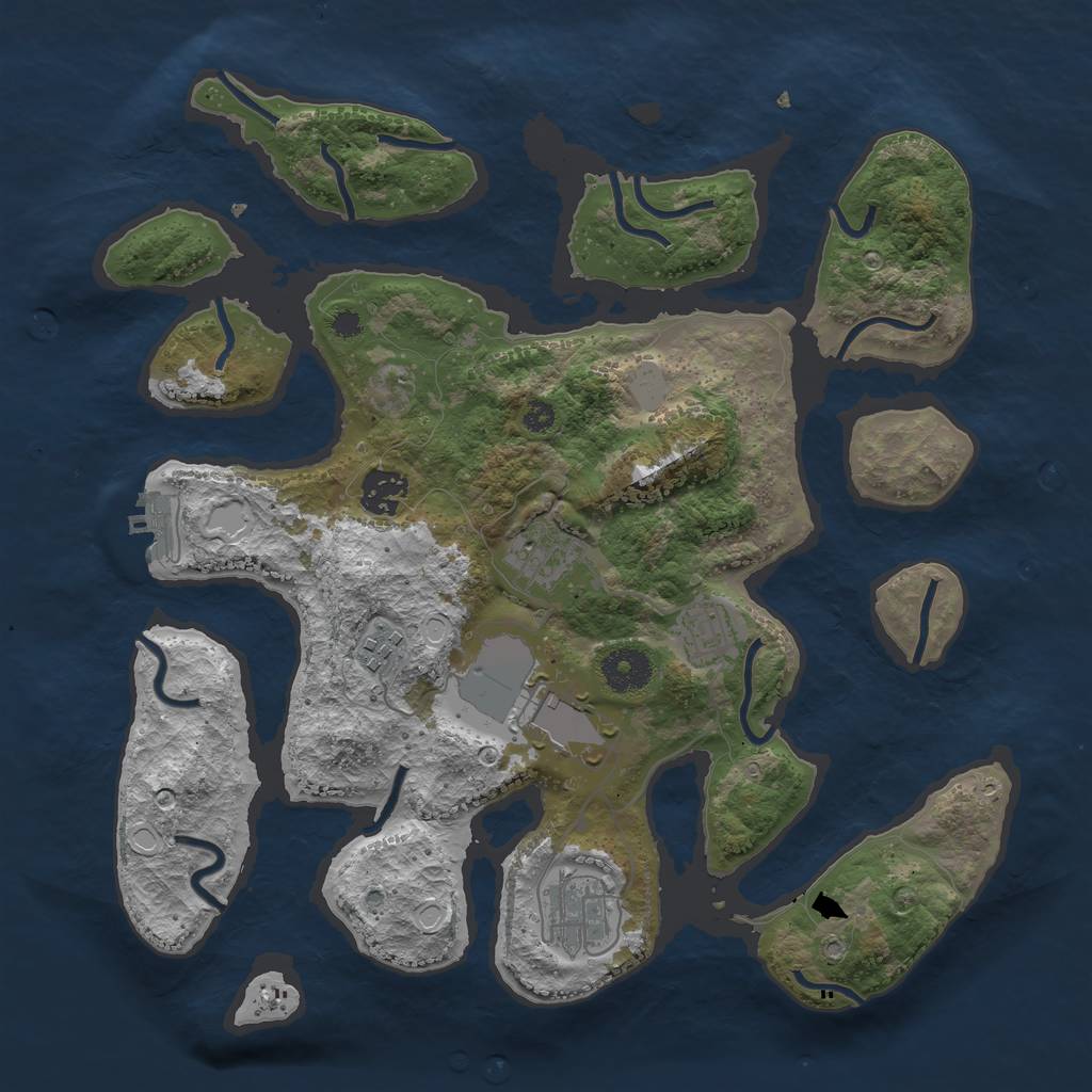 Rust Map: Procedural Map, Size: 3500, Seed: 1613277280, 12 Monuments