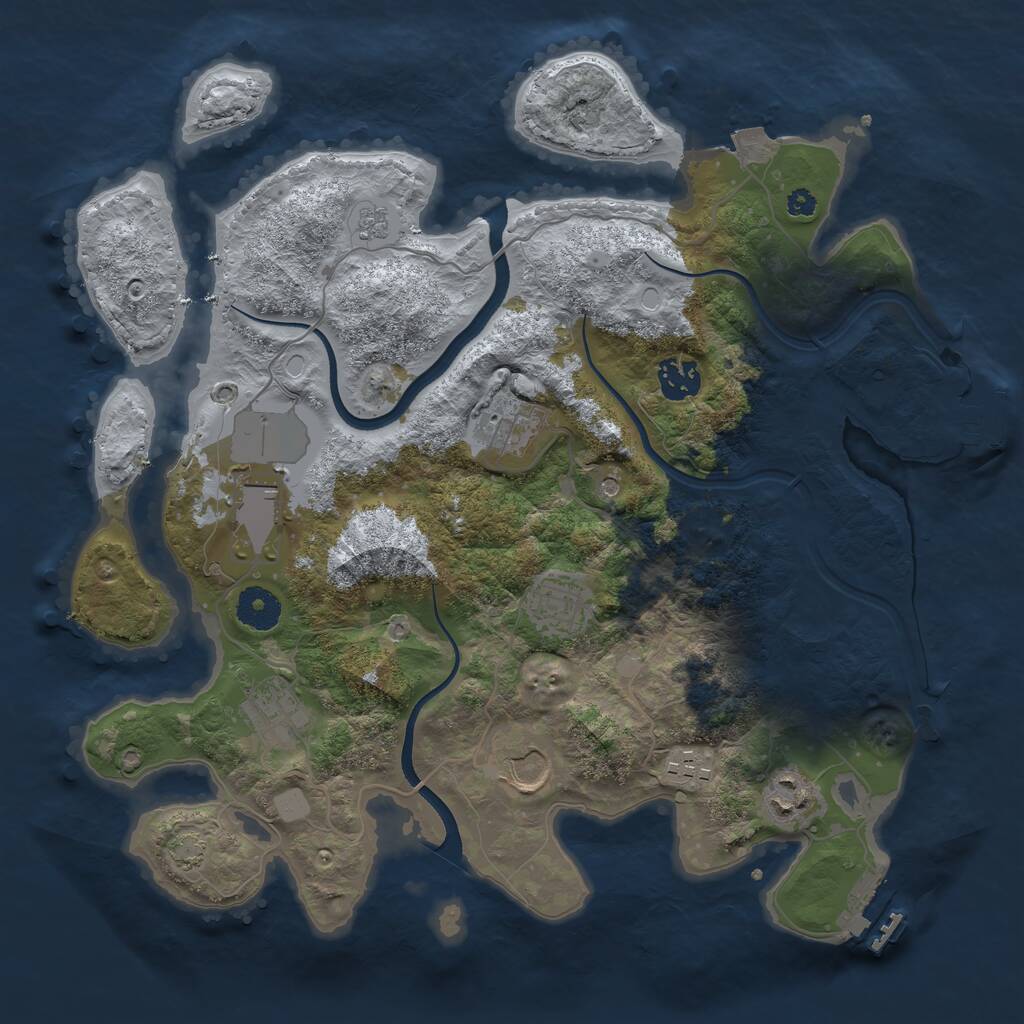 Rust Map: Procedural Map, Size: 3550, Seed: 131628, 14 Monuments