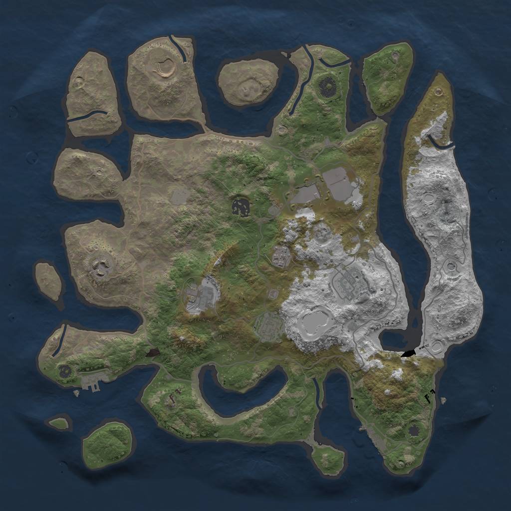 Rust Map: Procedural Map, Size: 4000, Seed: 110975, 16 Monuments