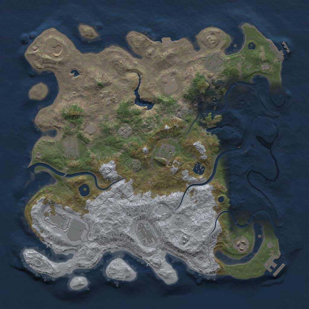 Rust Map: Procedural Map, Size: 4000, Seed: 567393, 17 Monuments