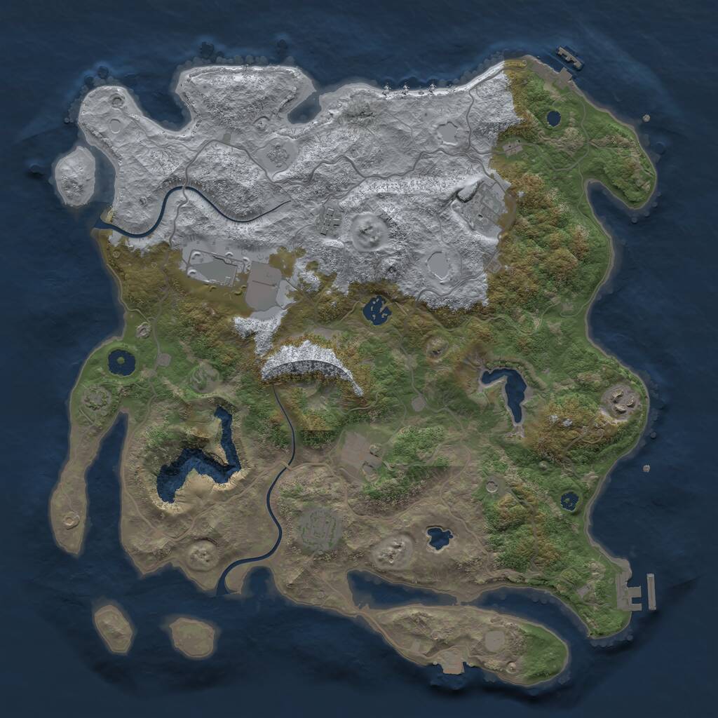 Rust Map: Procedural Map, Size: 4000, Seed: 477610, 13 Monuments