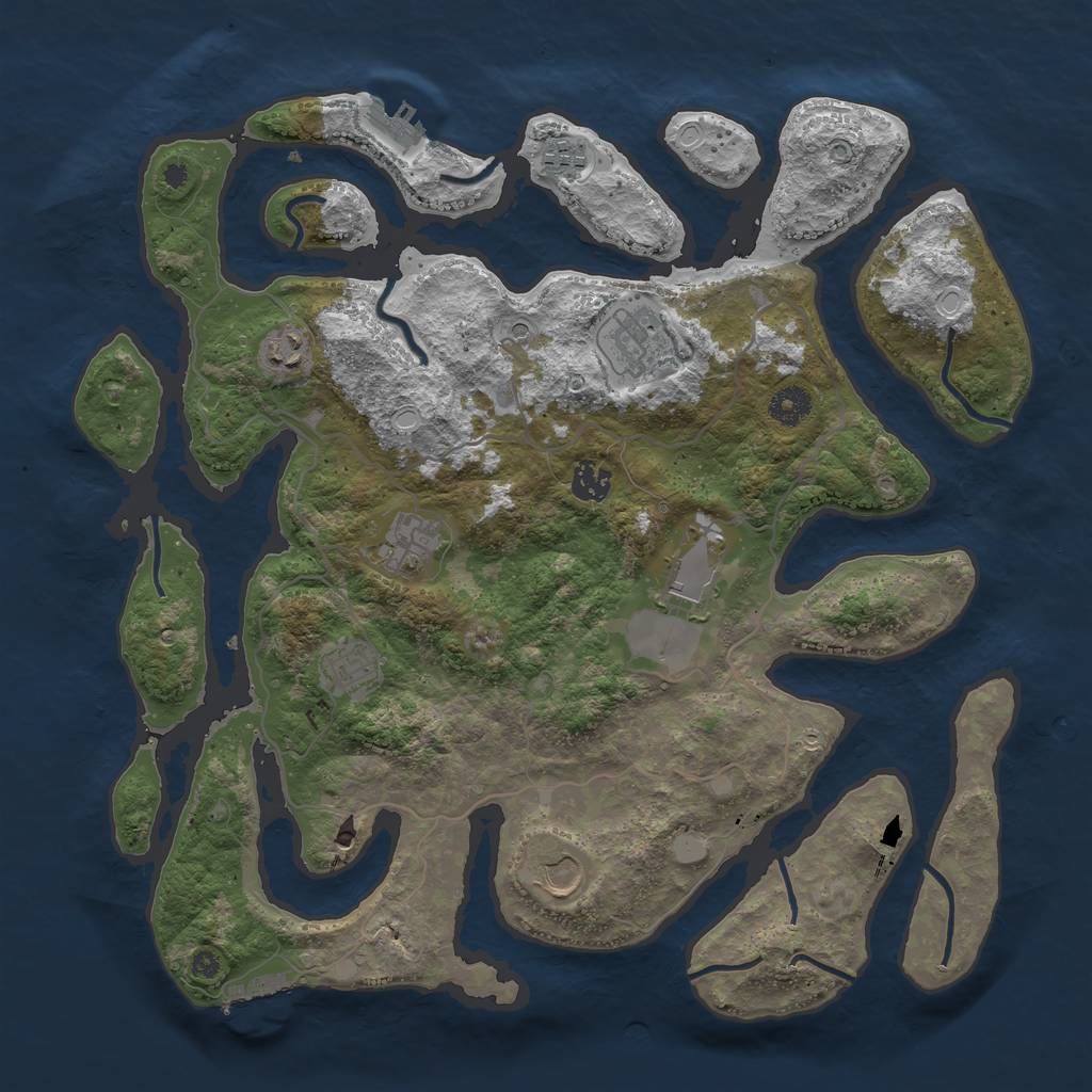 Rust Map: Procedural Map, Size: 4000, Seed: 970894, 16 Monuments