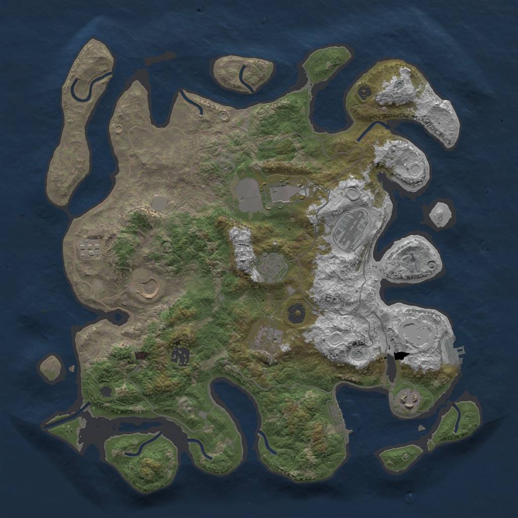 Rust Map: Procedural Map, Size: 4000, Seed: 182145, 16 Monuments