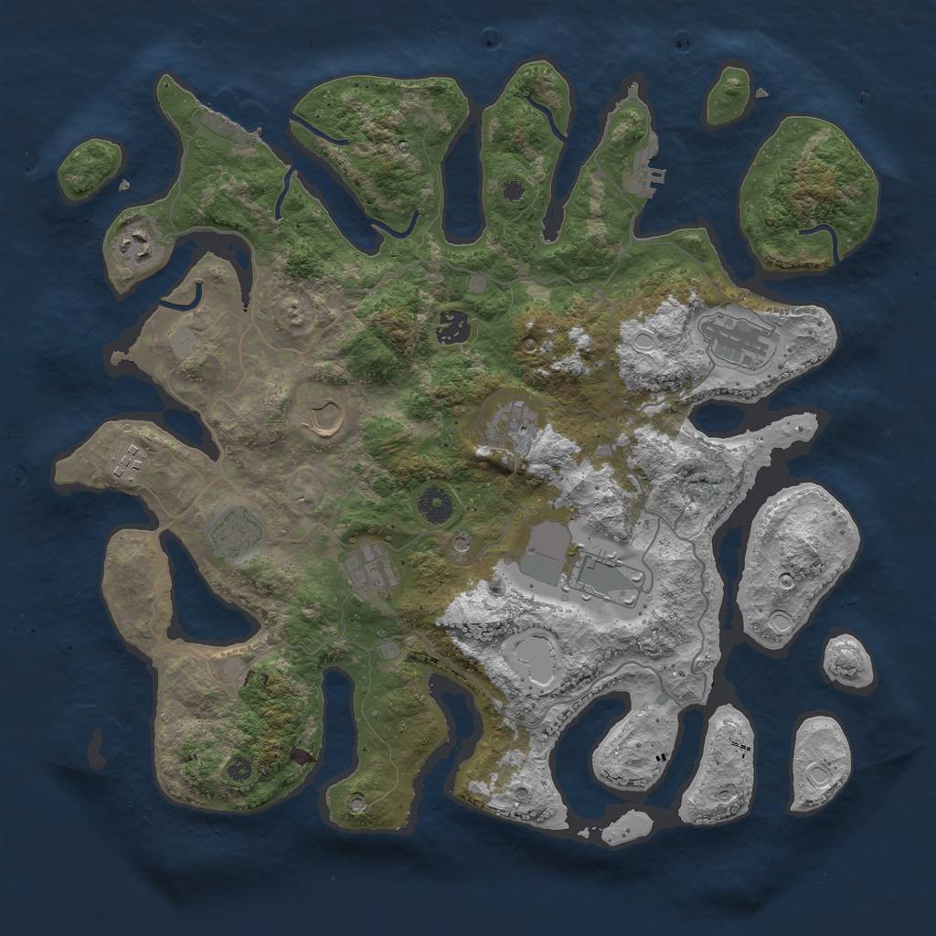 Rust Map: Procedural Map, Size: 4000, Seed: 46274, 17 Monuments