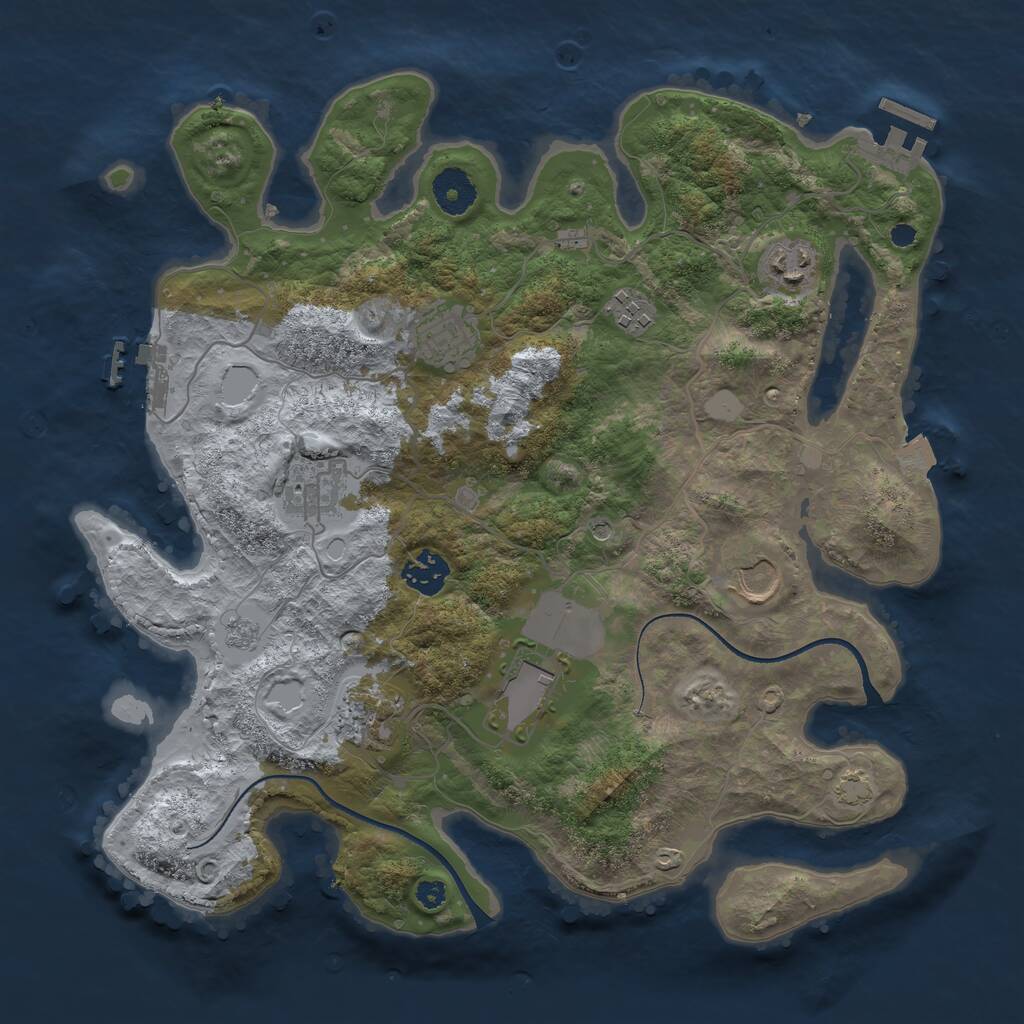 Rust Map: Procedural Map, Size: 3500, Seed: 813371855, 14 Monuments