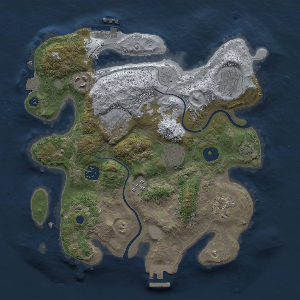 Rust Map: Procedural Map, Size: 3000, Seed: 584231, 12 Monuments