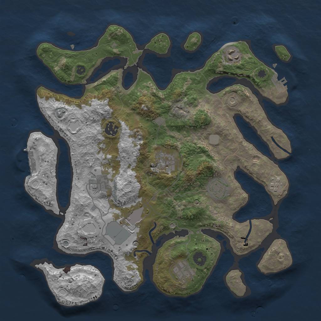 Rust Map: Procedural Map, Size: 3550, Seed: 810431, 16 Monuments