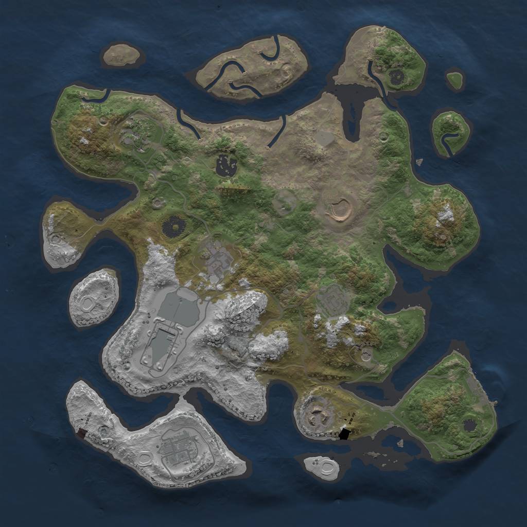 Rust Map: Procedural Map, Size: 3550, Seed: 65784, 15 Monuments