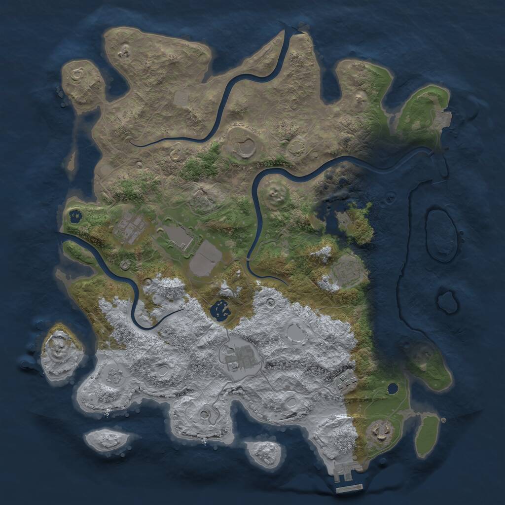 Rust Map: Procedural Map, Size: 3800, Seed: 1568465, 14 Monuments