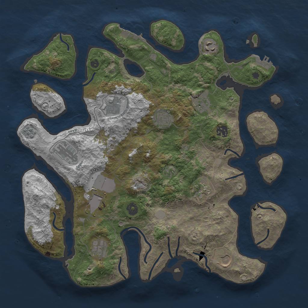 Rust Map: Procedural Map, Size: 3850, Seed: 1271659629, 19 Monuments