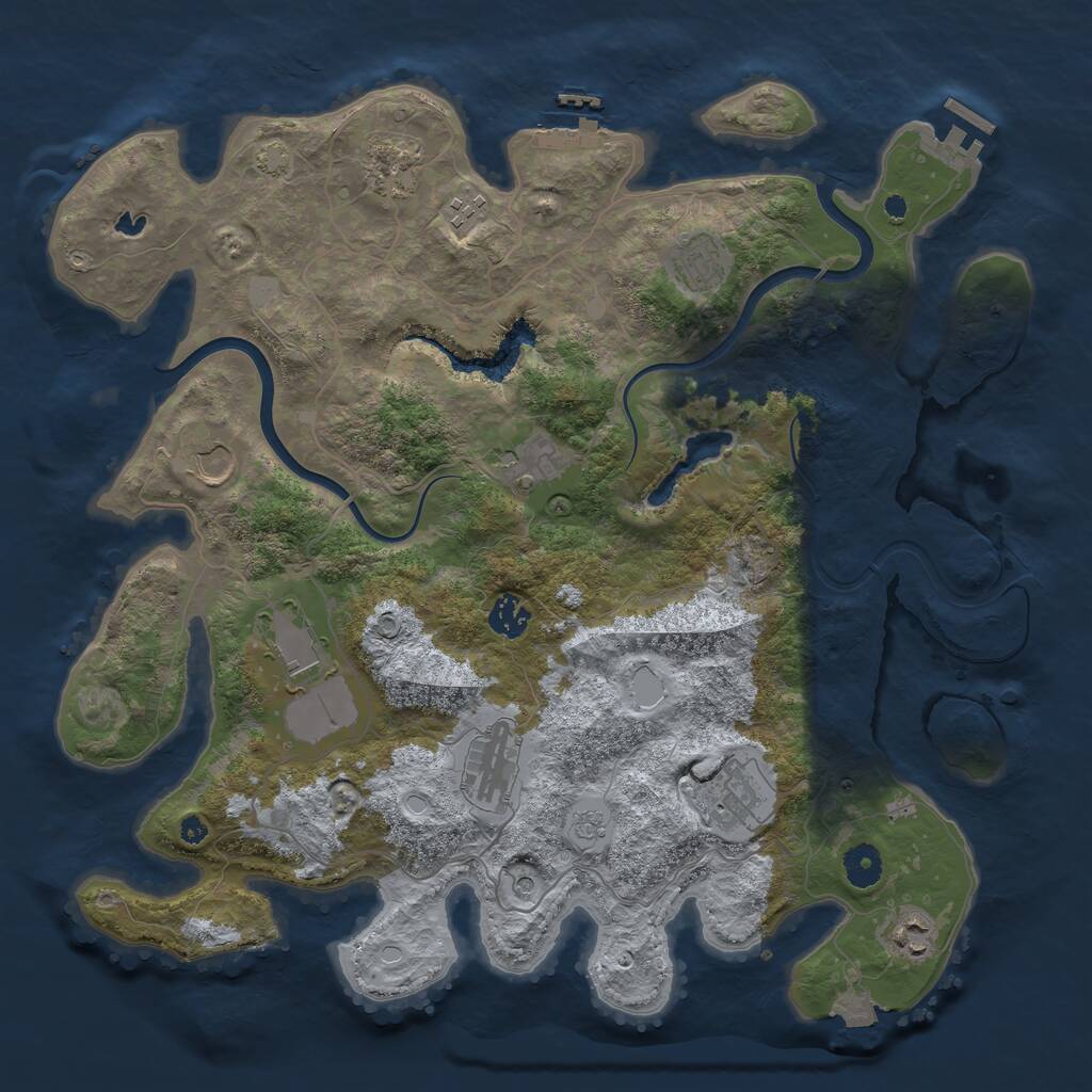 Rust Map: Procedural Map, Size: 4000, Seed: 369775, 16 Monuments