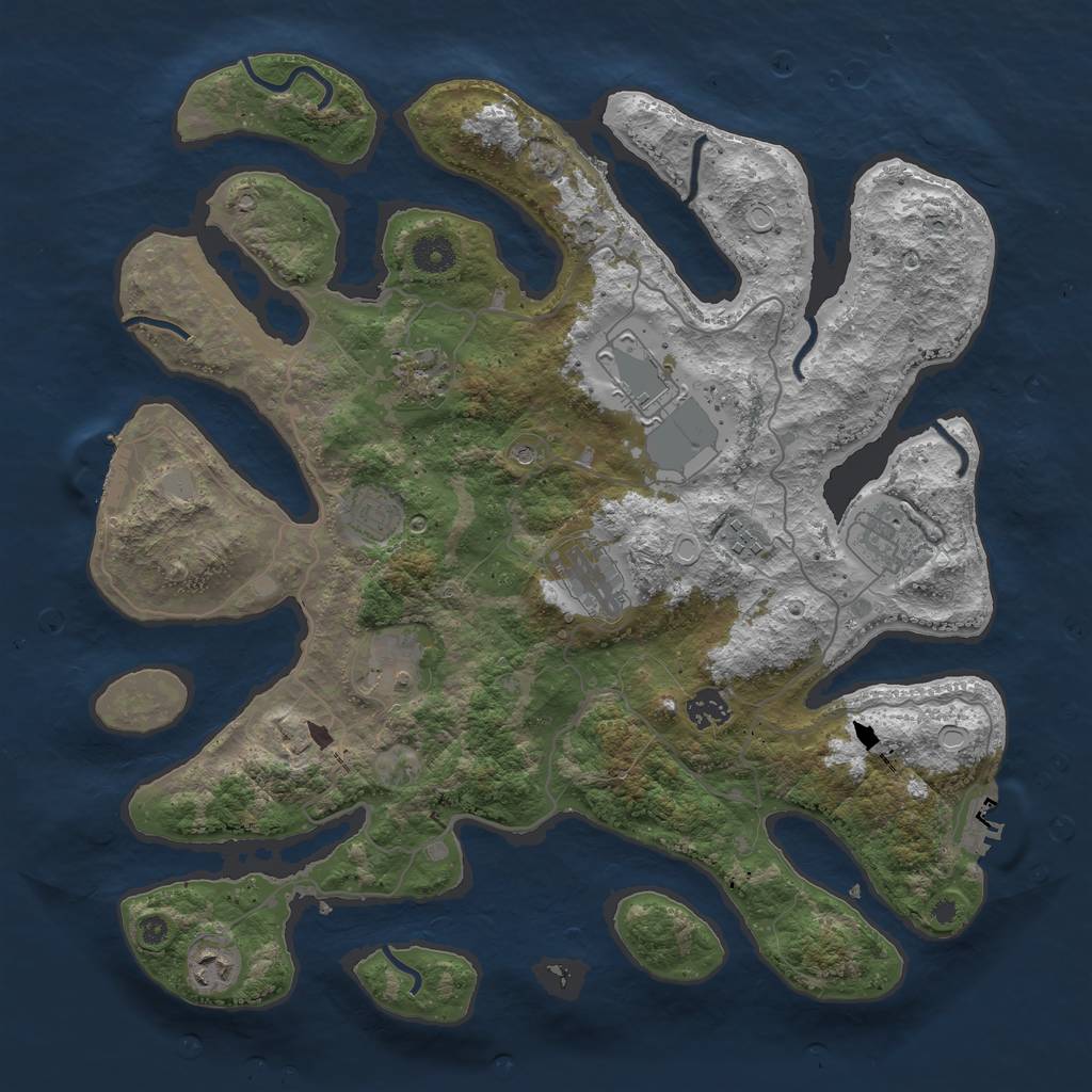 Rust Map: Procedural Map, Size: 4000, Seed: 998729780, 17 Monuments