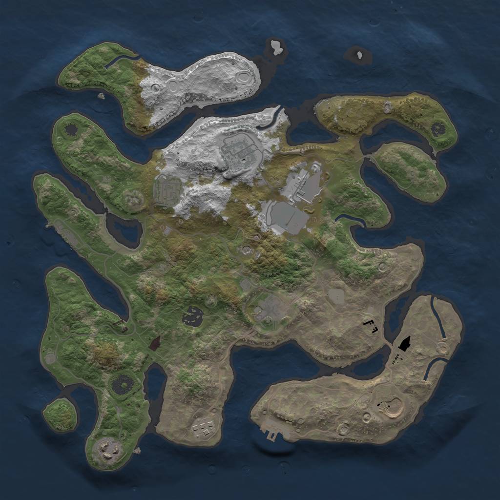 Rust Map: Procedural Map, Size: 3600, Seed: 22812, 16 Monuments