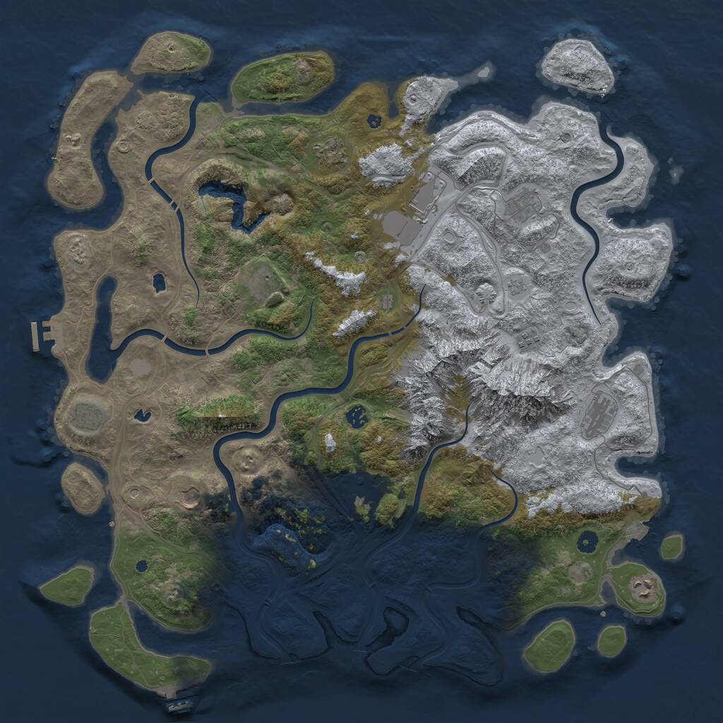 Rust Map: Procedural Map, Size: 5000, Seed: 92543, 17 Monuments