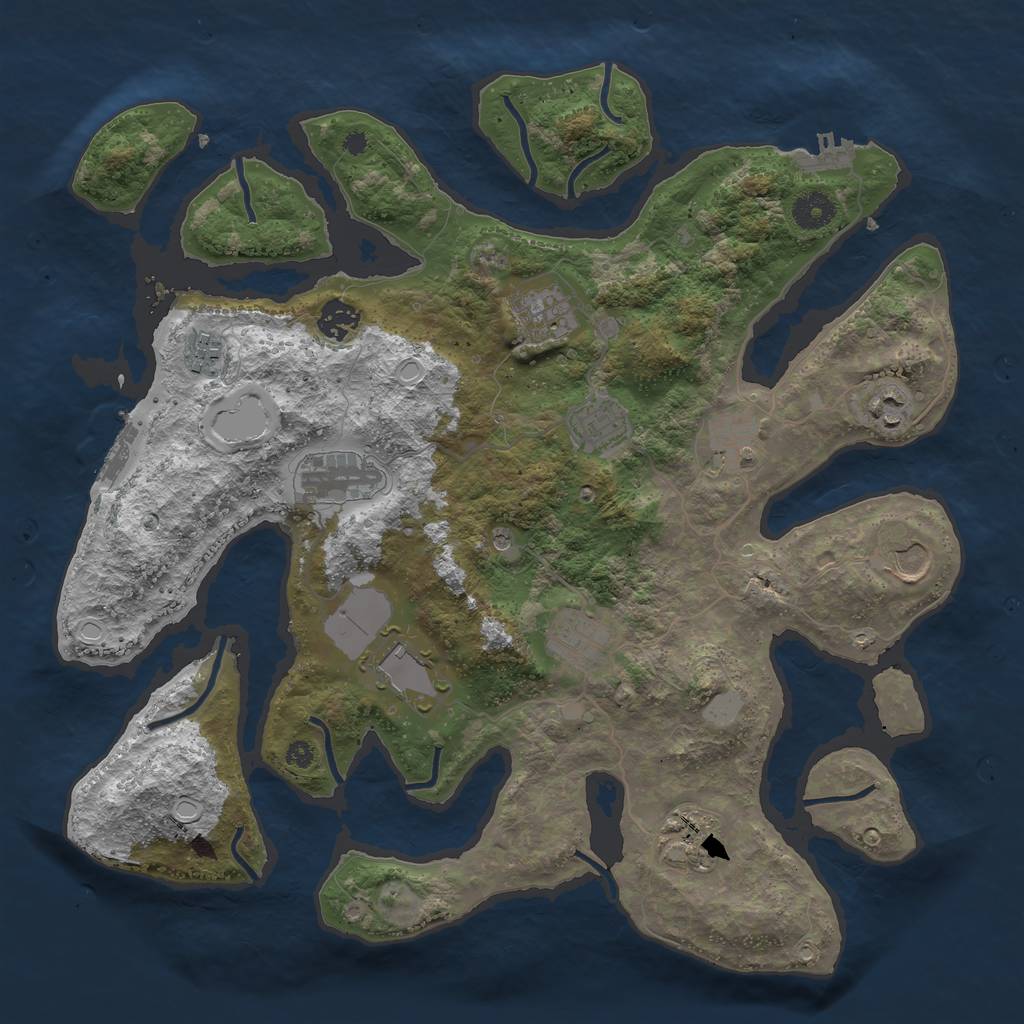 Rust Map: Procedural Map, Size: 3850, Seed: 226478665, 19 Monuments