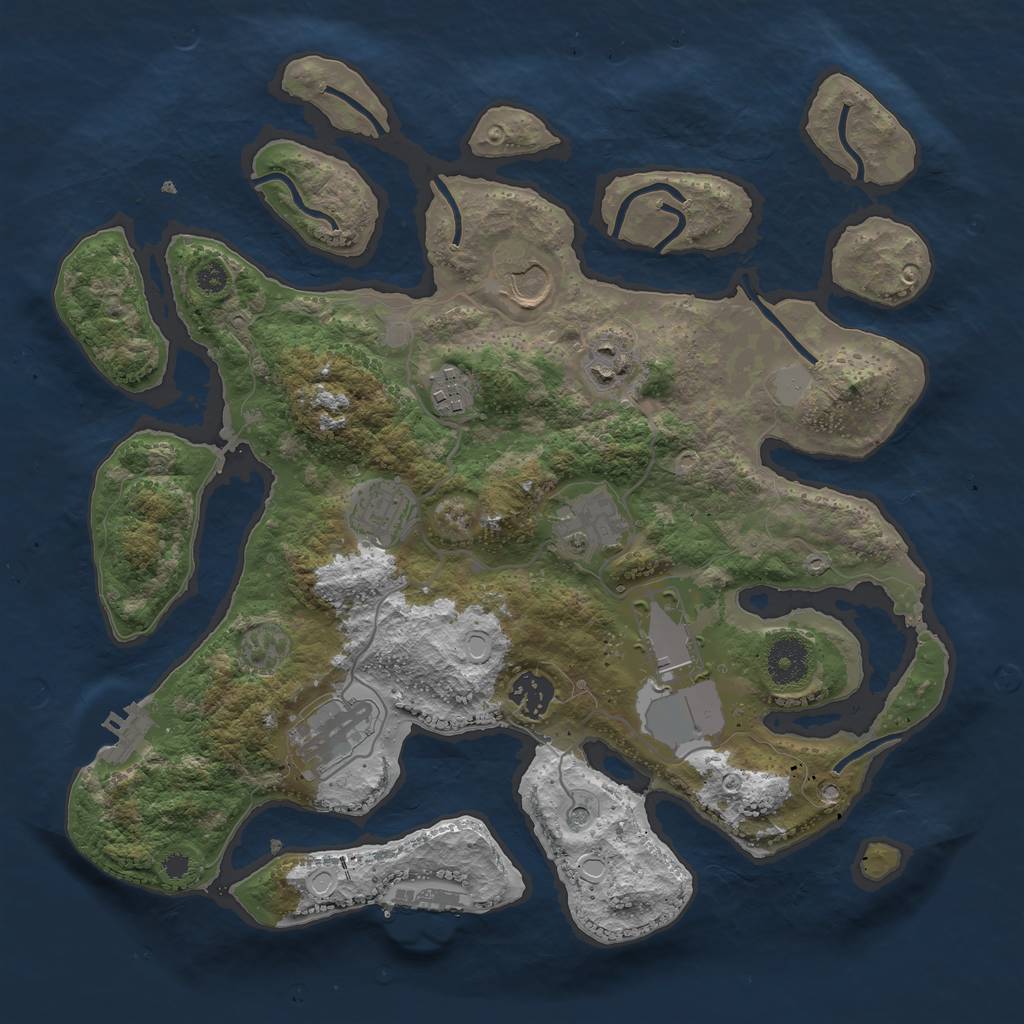 Rust Map: Procedural Map, Size: 3500, Seed: 32445646, 16 Monuments