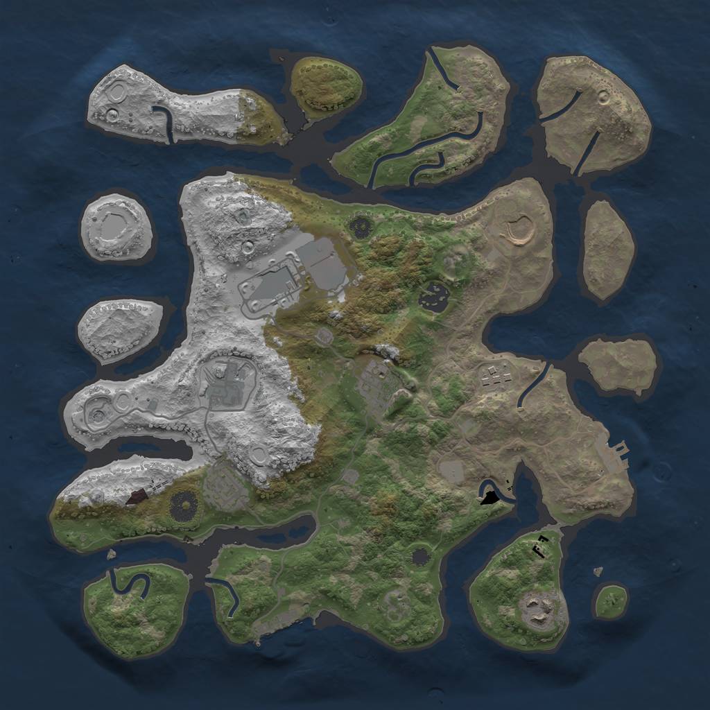 Rust Map: Procedural Map, Size: 3550, Seed: 365484, 16 Monuments