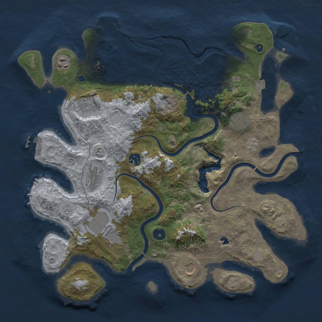 Rust Map: Procedural Map, Size: 4000, Seed: 123607, 14 Monuments