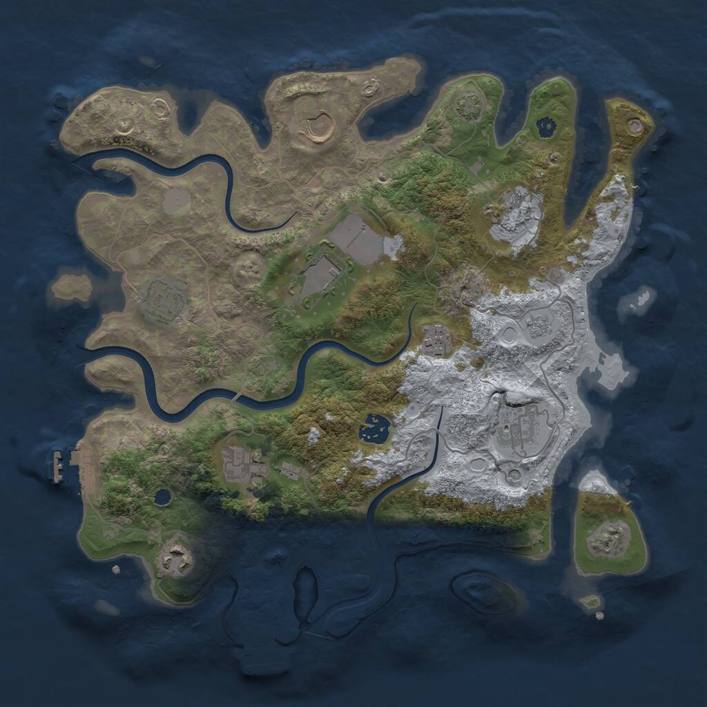 Rust Map: Procedural Map, Size: 3500, Seed: 1141441352, 15 Monuments