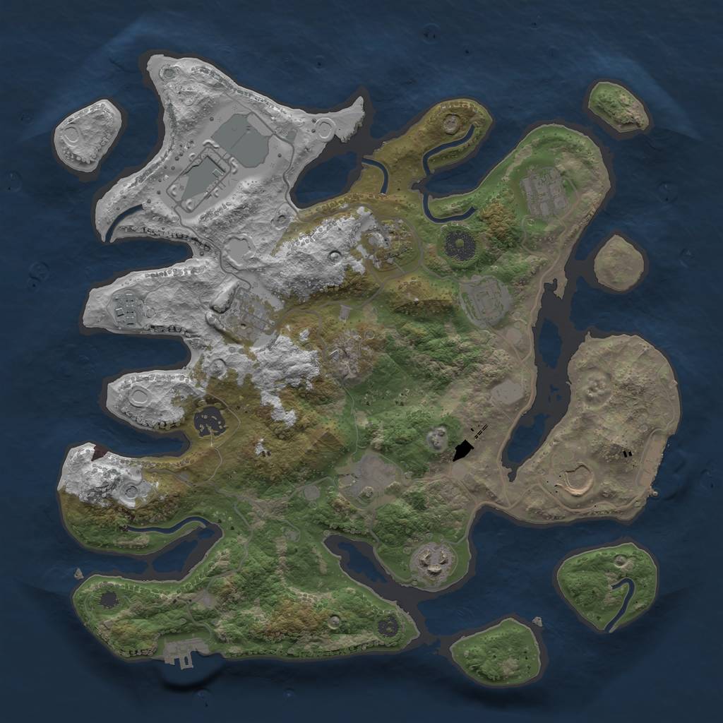 Rust Map: Procedural Map, Size: 3500, Seed: 624207323, 18 Monuments