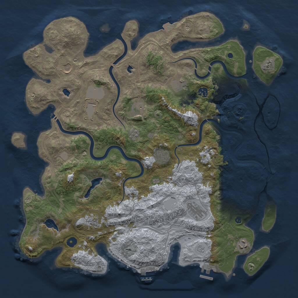 Rust Map: Procedural Map, Size: 4500, Seed: 1374910082, 16 Monuments