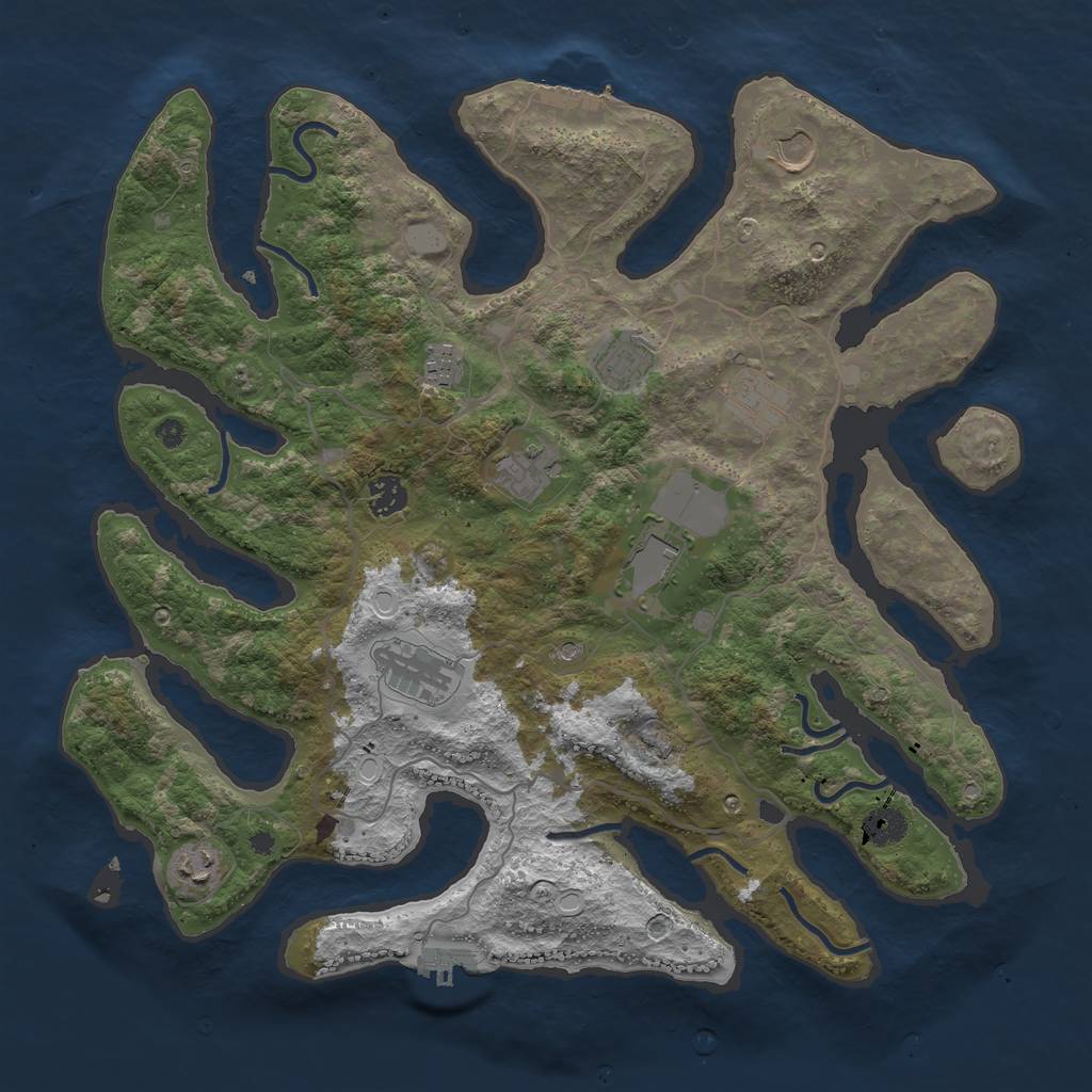 Rust Map: Procedural Map, Size: 4000, Seed: 33713058, 17 Monuments