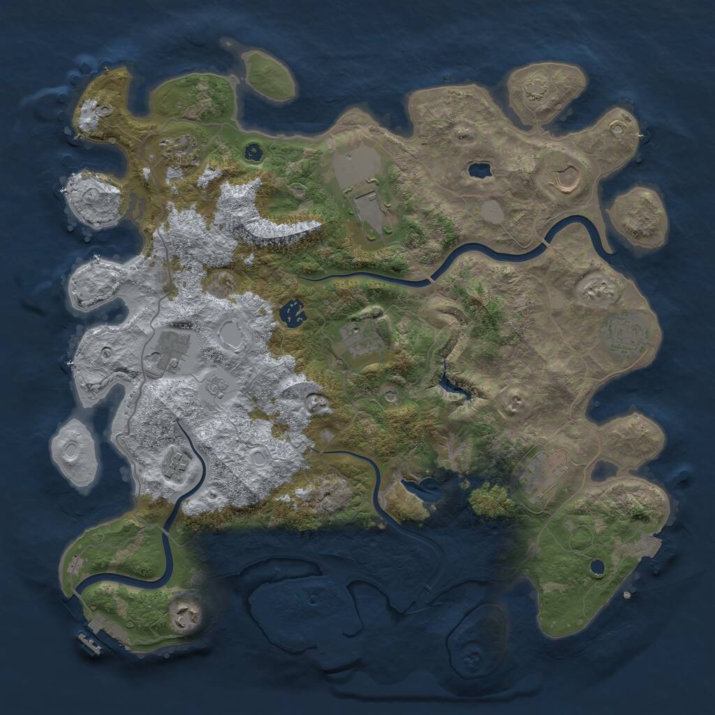 Rust Map: Procedural Map, Size: 4000, Seed: 12633, 16 Monuments