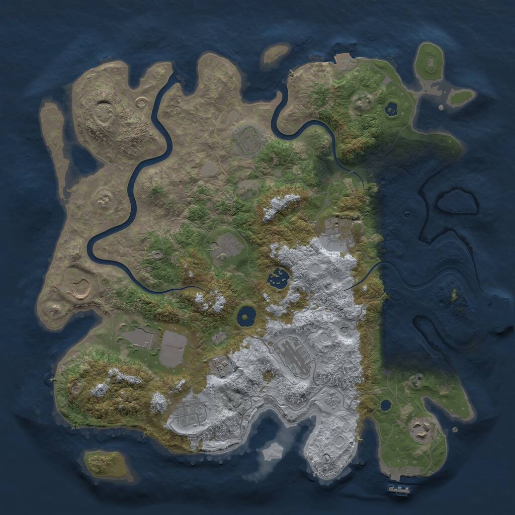 Rust Map: Procedural Map, Size: 3850, Seed: 1692642493, 16 Monuments