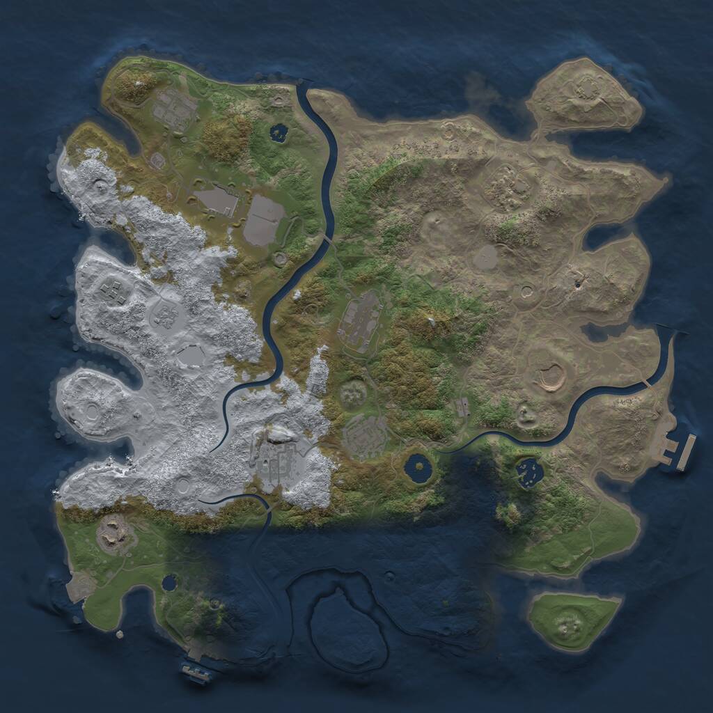Rust Map: Procedural Map, Size: 3850, Seed: 1886544528, 16 Monuments