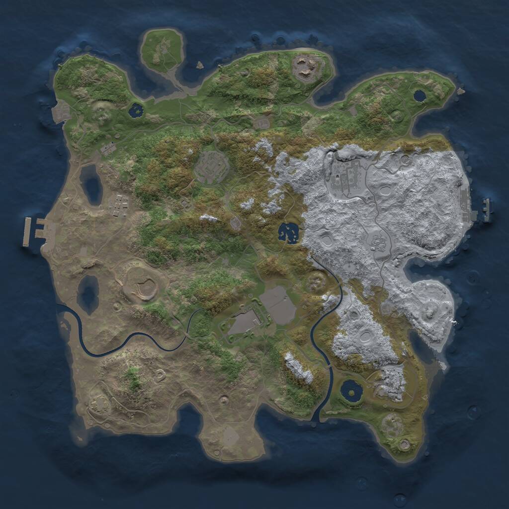 Rust Map: Procedural Map, Size: 3500, Seed: 1135679583, 14 Monuments