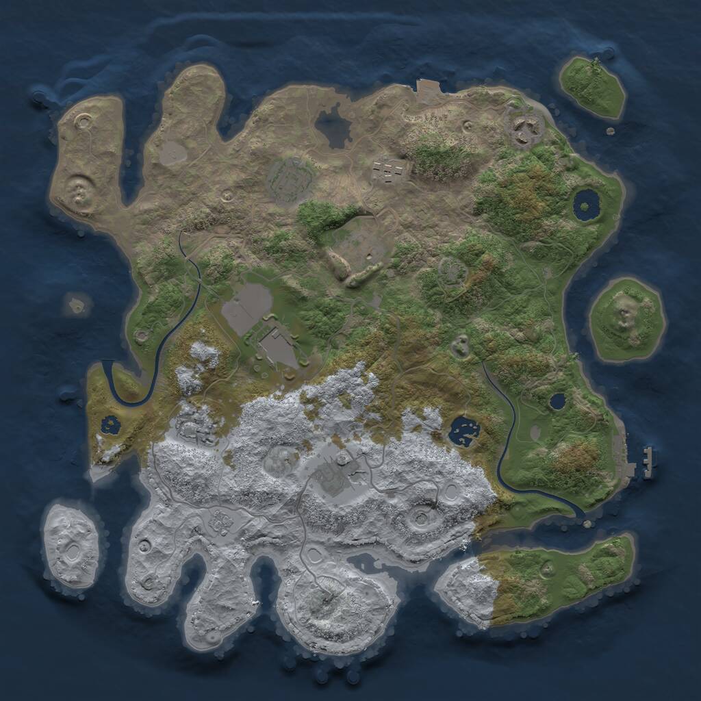 Rust Map: Procedural Map, Size: 3550, Seed: 323228, 13 Monuments