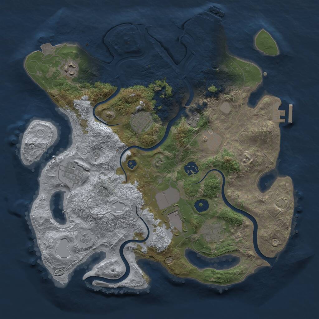 Rust Map: Procedural Map, Size: 3500, Seed: 2089343221, 14 Monuments