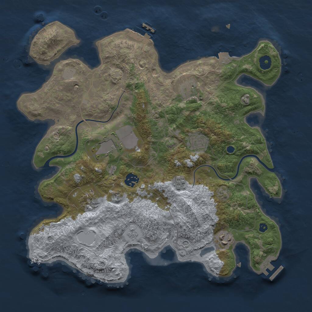 Rust Map: Procedural Map, Size: 3500, Seed: 260690590, 13 Monuments