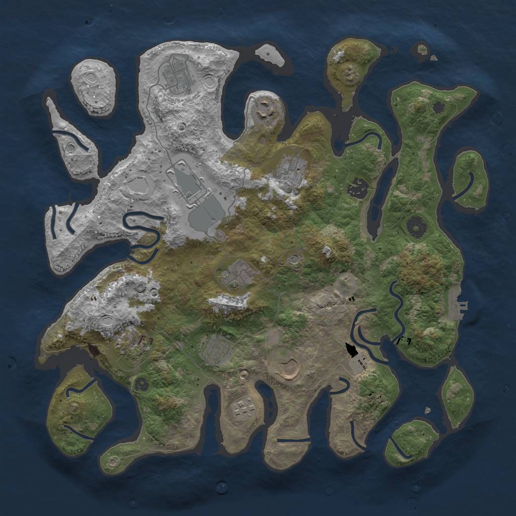 Rust Map: Procedural Map, Size: 3750, Seed: 865476334, 17 Monuments