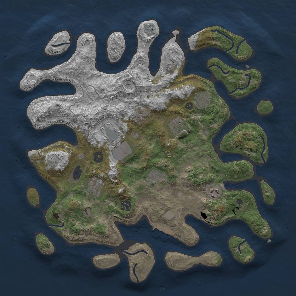 Rust Map: Procedural Map, Size: 4000, Seed: 961343, 15 Monuments