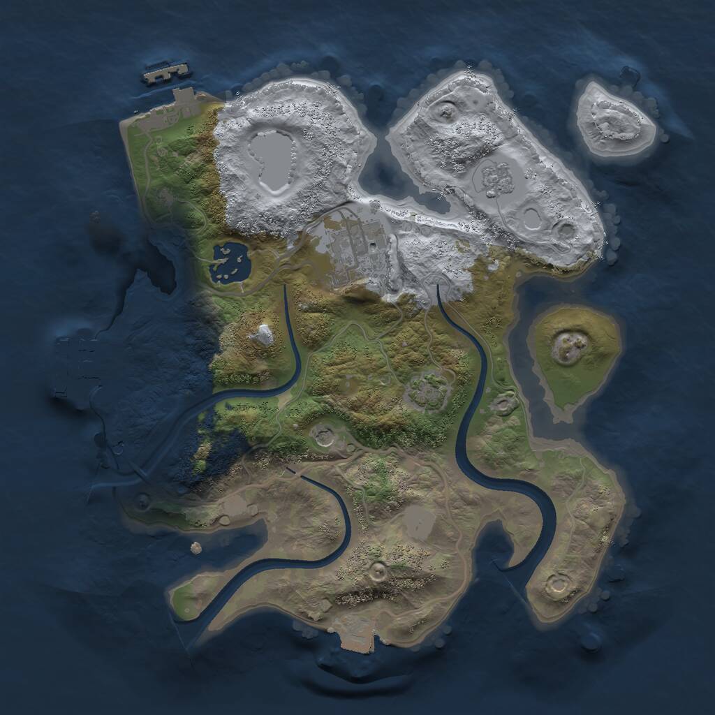 Rust Map: Procedural Map, Size: 2500, Seed: 1299888550, 8 Monuments