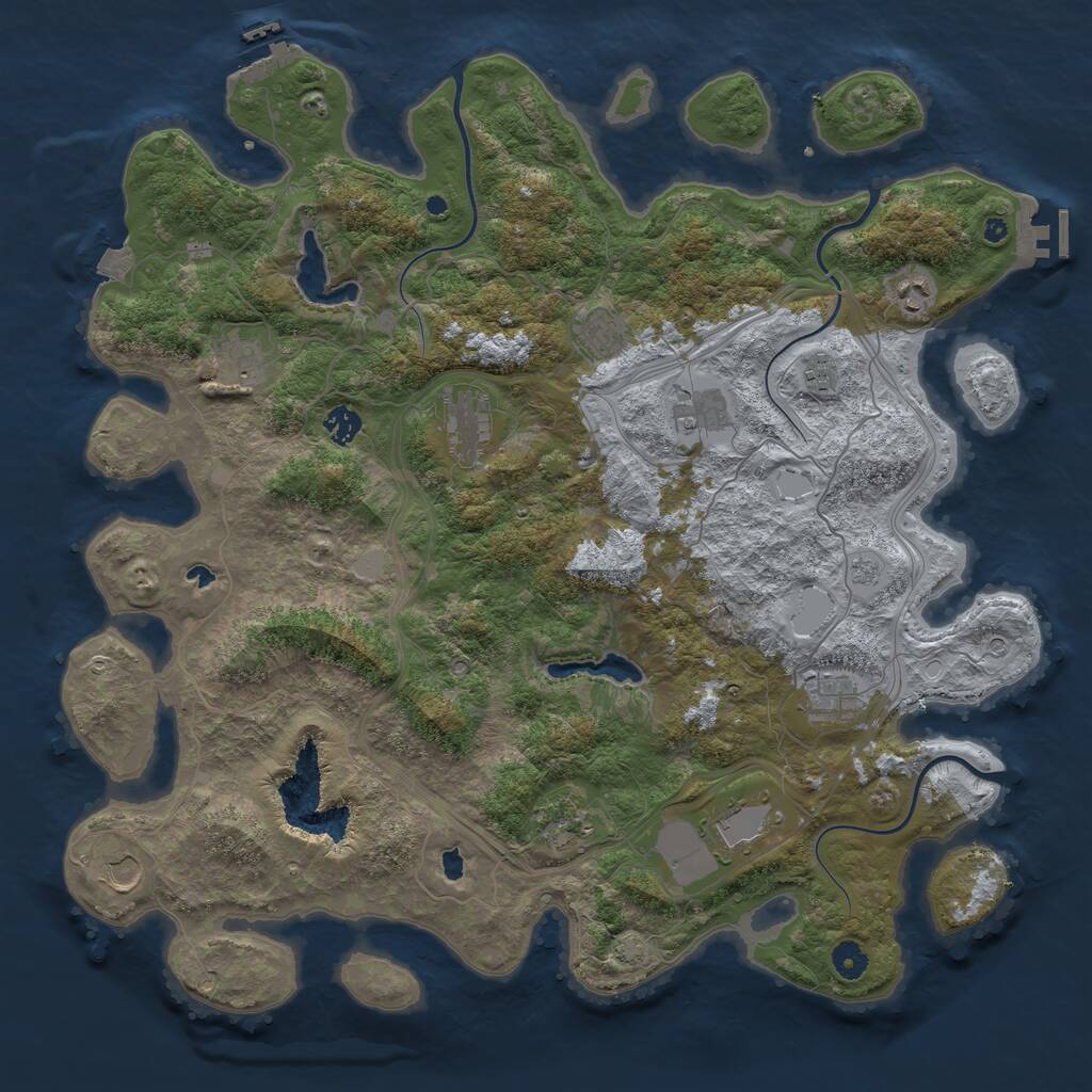 Rust Map: Procedural Map, Size: 4500, Seed: 949632165, 17 Monuments