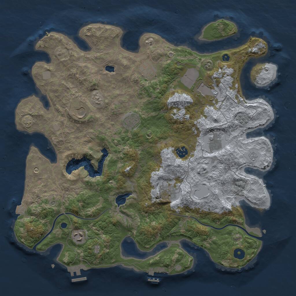 Rust Map: Procedural Map, Size: 4000, Seed: 607569, 15 Monuments