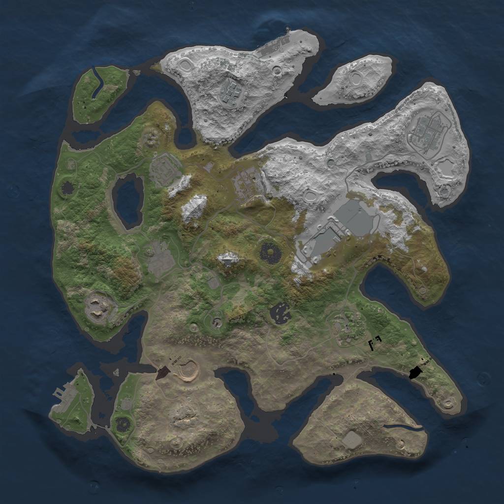 Rust Map: Procedural Map, Size: 3500, Seed: 1292980470, 18 Monuments