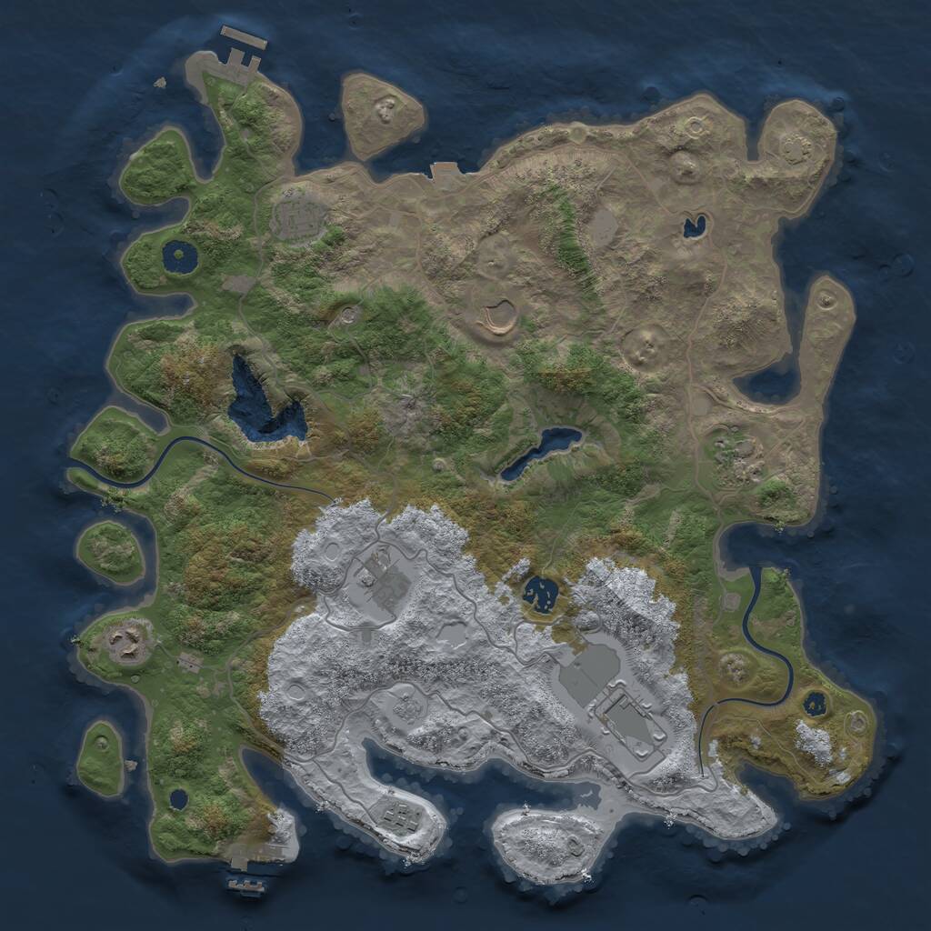 Rust Map: Procedural Map, Size: 4000, Seed: 28783, 14 Monuments