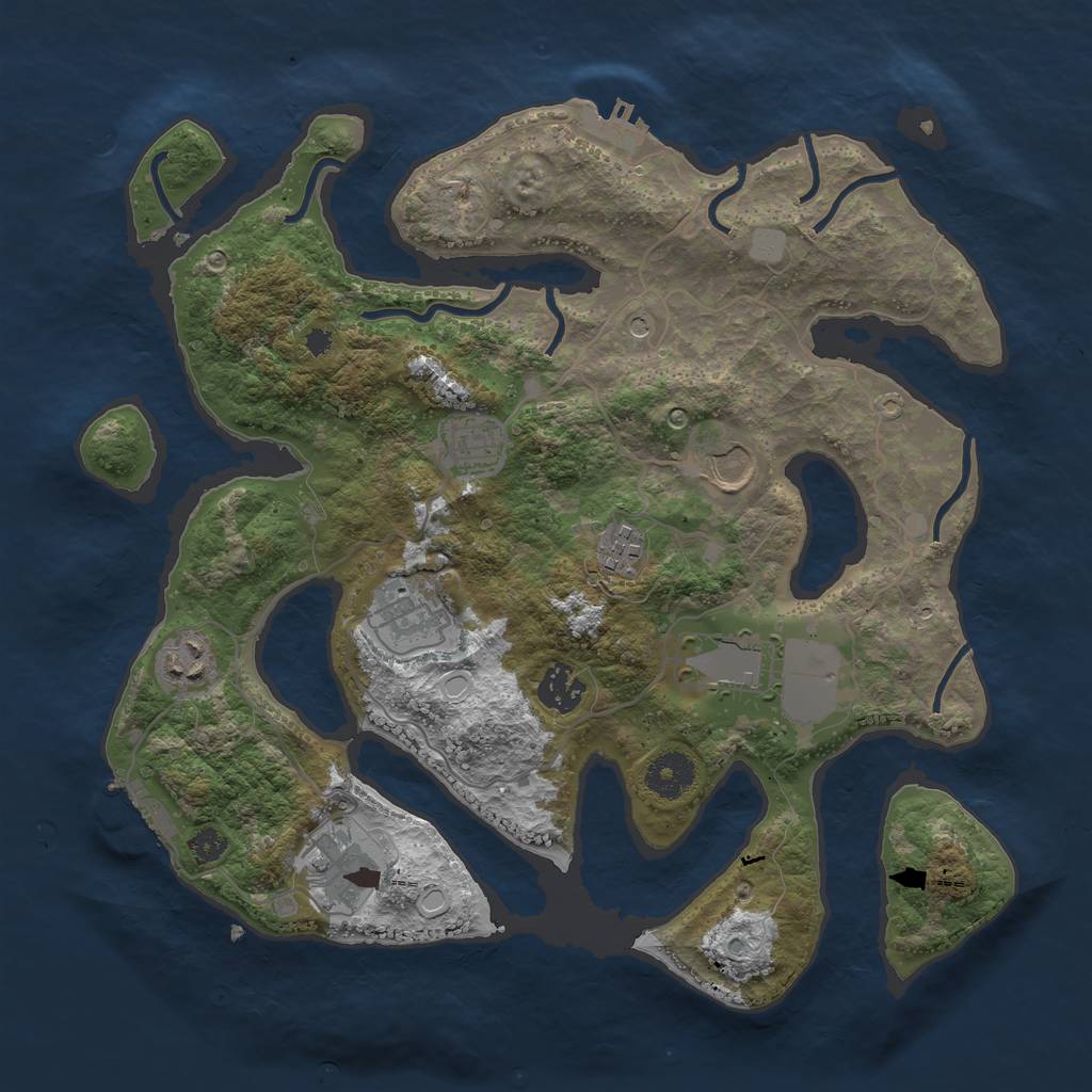 Rust Map: Procedural Map, Size: 3500, Seed: 1229070570, 16 Monuments