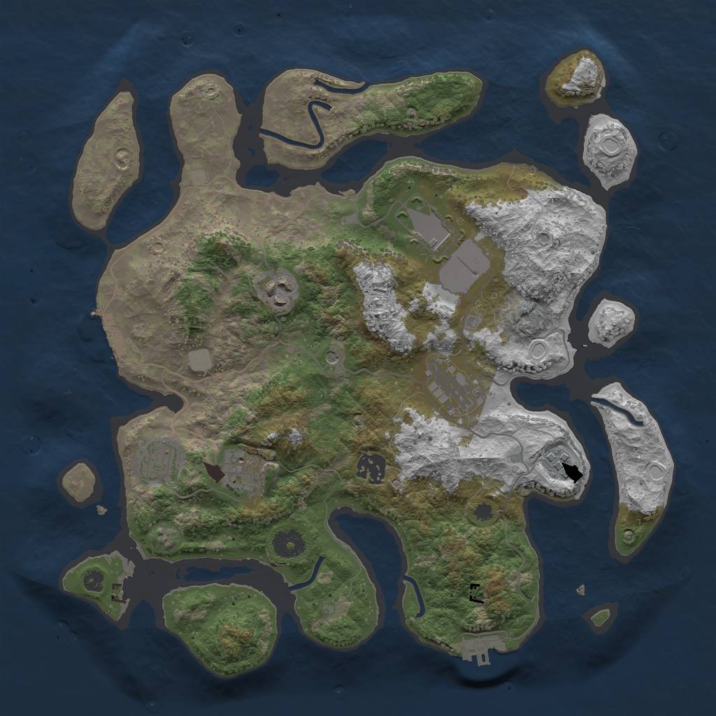 Rust Map: Procedural Map, Size: 3550, Seed: 182145, 15 Monuments