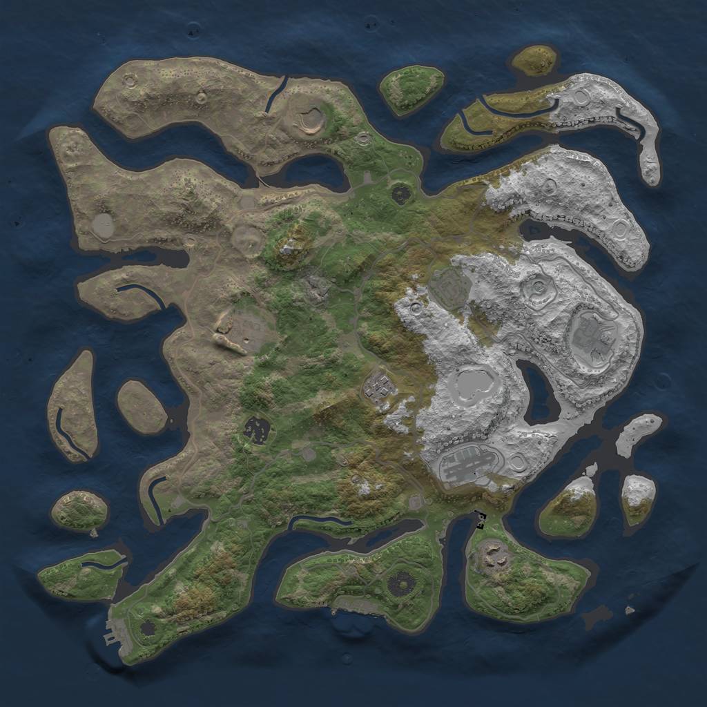 Rust Map: Procedural Map, Size: 4000, Seed: 206424, 16 Monuments