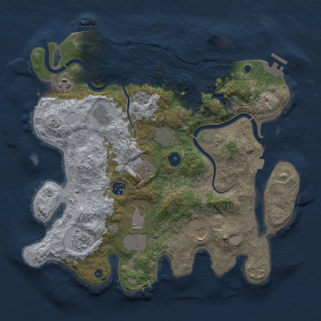 Rust Map: Procedural Map, Size: 3700, Seed: 999978398, 15 Monuments