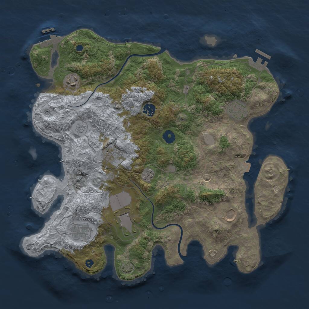 Rust Map: Procedural Map, Size: 3700, Seed: 999978398, 14 Monuments