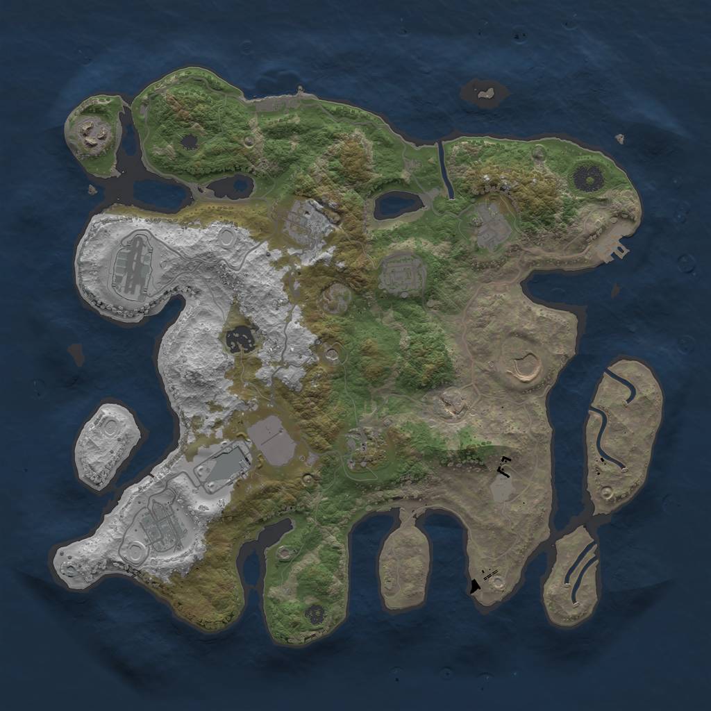 Rust Map: Procedural Map, Size: 3700, Seed: 999978398, 18 Monuments