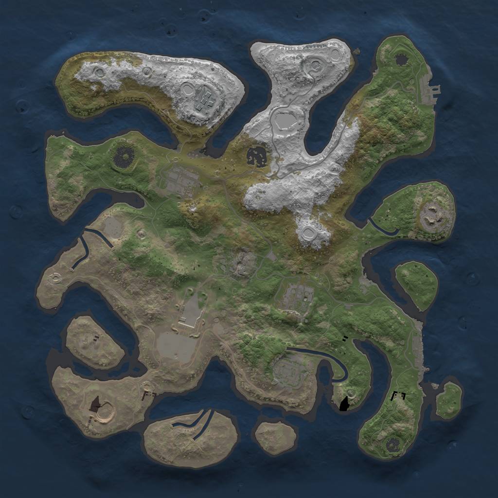 Rust Map: Procedural Map, Size: 3500, Seed: 94641936, 16 Monuments